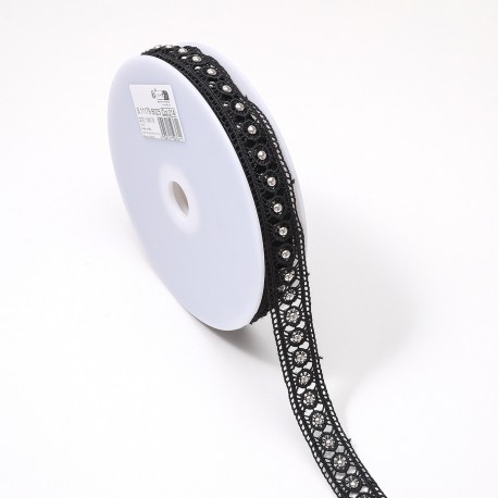 Guipure entre deux cloutee Noir