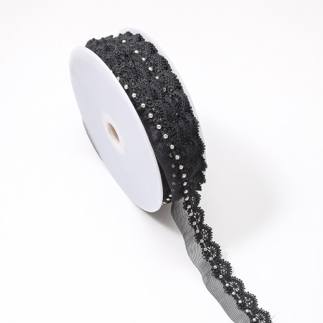 Guipure cloutee Noir