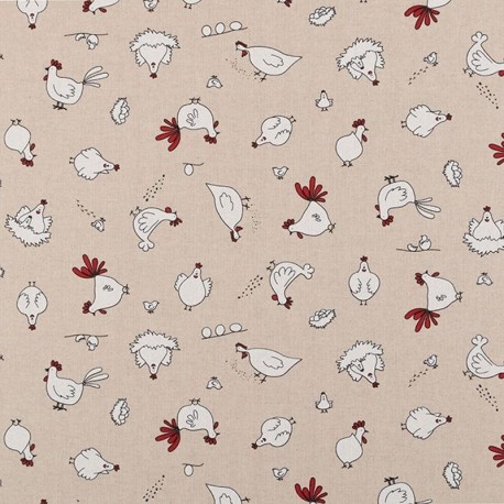 Tissu Poule Fond Lin