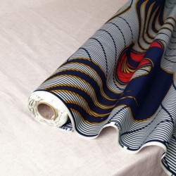 Tissu Wax Imprime Mix Oiseau Bleu