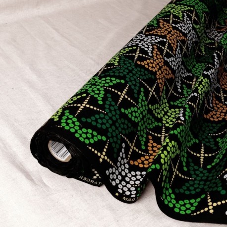 Tissu Wax Imprime Mix Etoile Vert