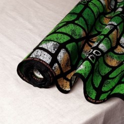 Tissu Wax Imprime Mix Géo Vert Jaune