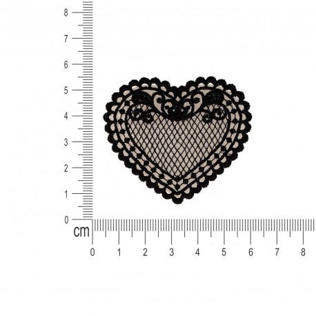 Ecusson coeur dentelle - Noir