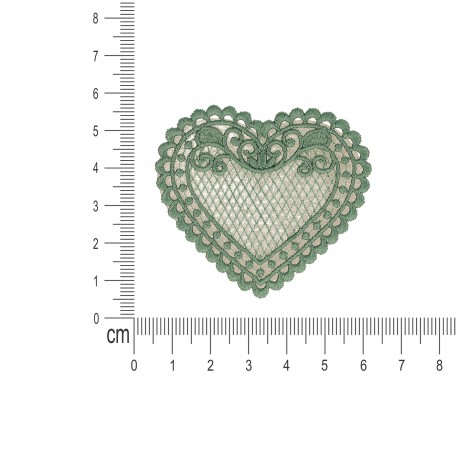 Ecusson coeur dentelle - Vert