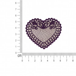 Ecusson coeur dentelle - Violet