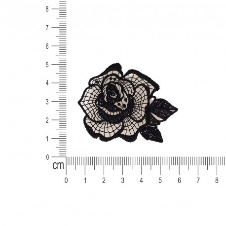 Ecusson fleur dentelle - Noir