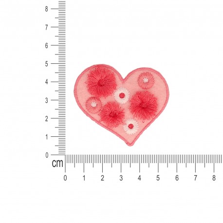 Ecusson avec pompons - Coeur