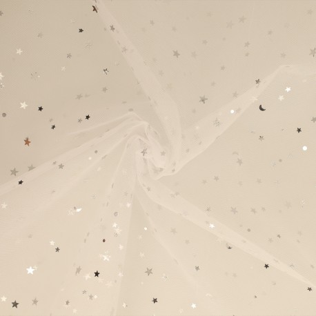 Tulle floqué etoiles
