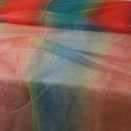 Tulle arc en ciel pailleté Blanc