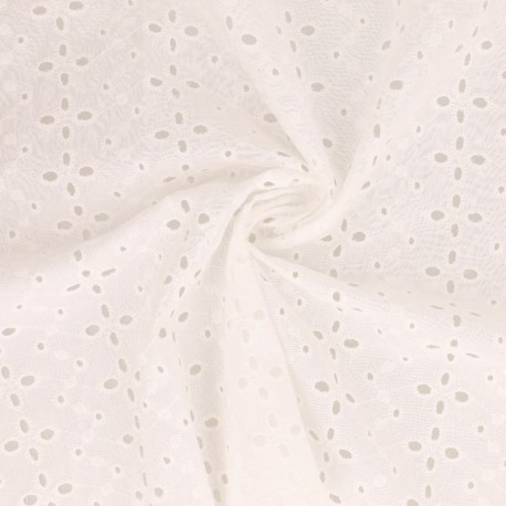 Tissu Borderie Coton Uni Blanc