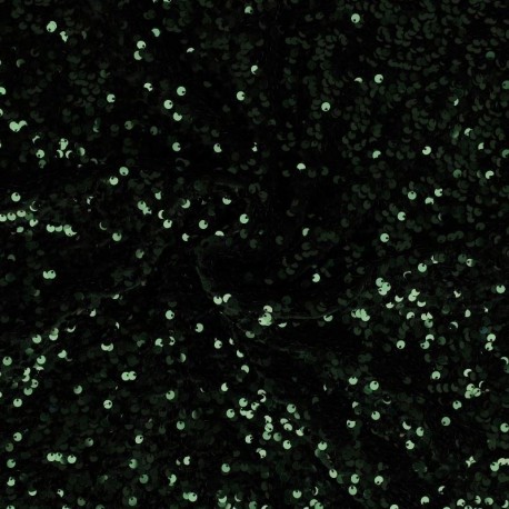 Tissu Sequins Sur Velours Vert Sapin