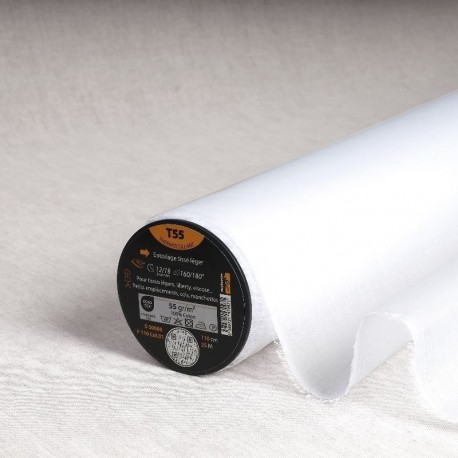 Tissu T55-entoilage Tissé Leger Thermocollant Blanc 