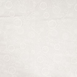 Tissu Coton Brodé Fleurs Blanc