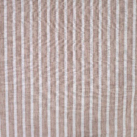 Tissu Effet Lin Rayure Taupe