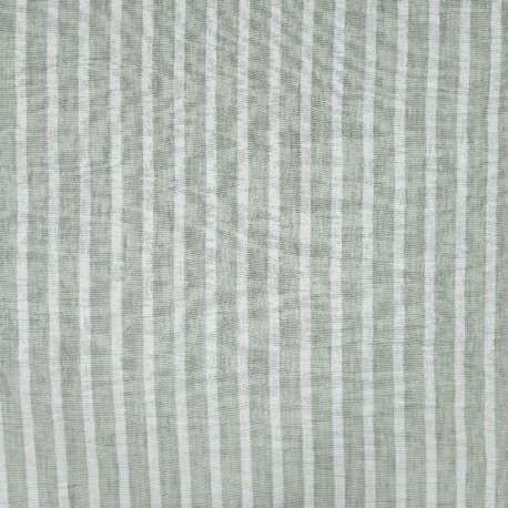 Tissu Effet Lin Rayure Kaki