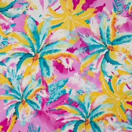 Tissu Popeline de Viscose Imprimé Fuchsia