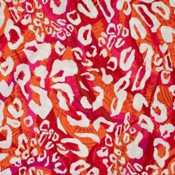 Tissu Popeline de Viscose Imprimé Leopard Corail