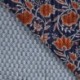 Tissu Coton Matelassé Double Face Imprimé Fleurs Bleu