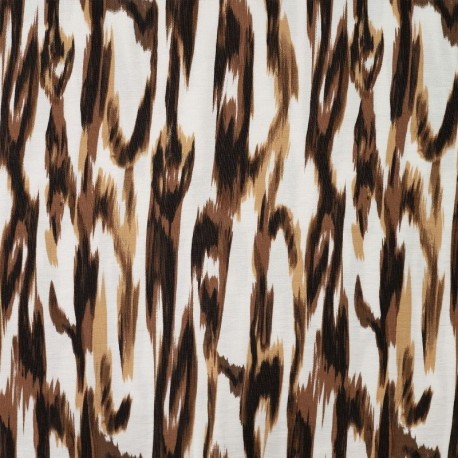 Tissu Crêpe Viscose Imprimé Marron