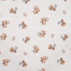 Tissu Flanelle Imprimé Digital Ourson Ecru