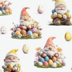 Tissu Gnomos Imprimé Effet 3D Blanc