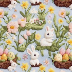 Tissu Easter Imprimé Effet 3D Bleu 