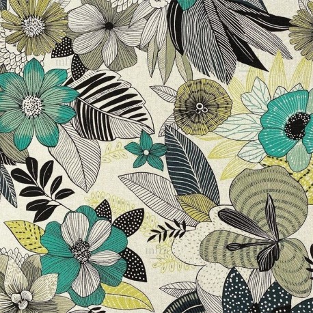 Tissu Toile Imprimée Hanoi Vert 