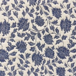 Tissu Jacquard Deepsi Blanc et Bleu 