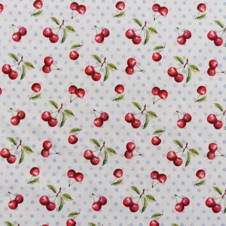 Tissu Imprimé Cherry Blanc