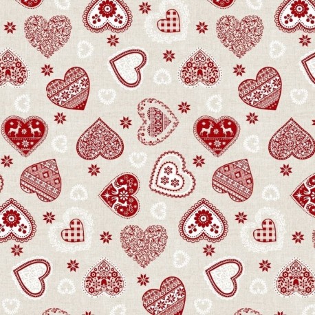 Tissu Toile Loneta Charme Rouge