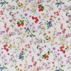 Tissu Imprimé Berries Fruits Blanc 
