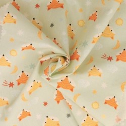 Tissu Popeline Imprimée Digitale Enfant Renard 