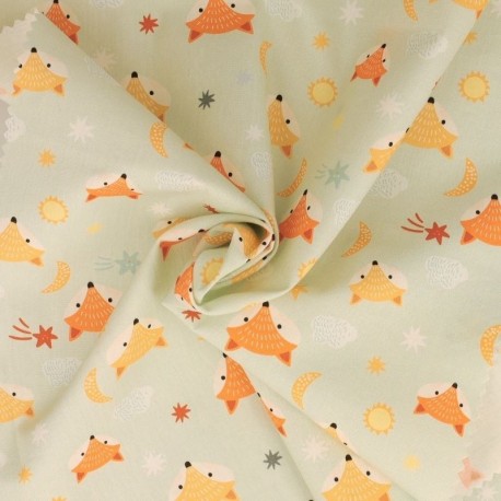 Tissu Popeline Imprimée Digitale Enfant Renard 