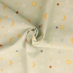 Tissu Popeline Imprimée Digitale Enfant Ciel 