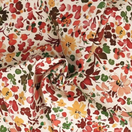 Tissu Popeline Imprimée Digitale Rouge 