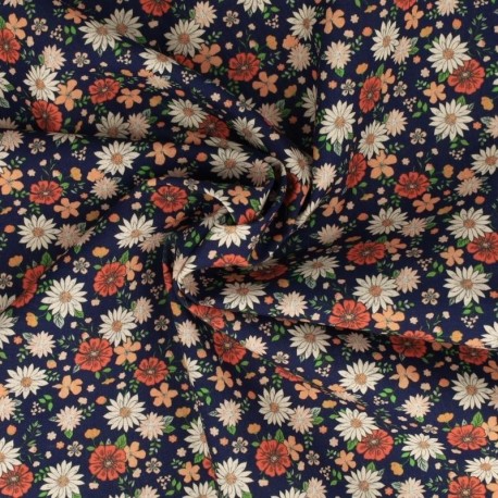 Tissu Popeline Imprimée Digitale Marine 