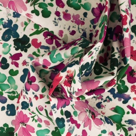 Tissu Popeline Imprimée Digitale Fuchsia 