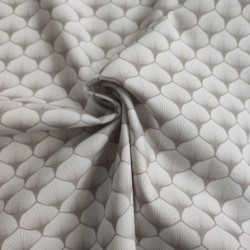 Tissu Popeline Eventails Blanc Gris 