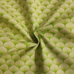 Tissu Popeline Eventails Vert Anis 