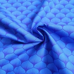Tissu Popeline Eventails Bleu 