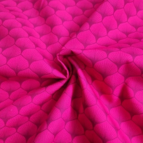 Tissu Popeline Eventails Fuchsia