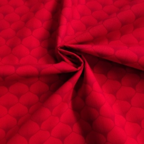 Tissu Popeline Eventails Rouge 