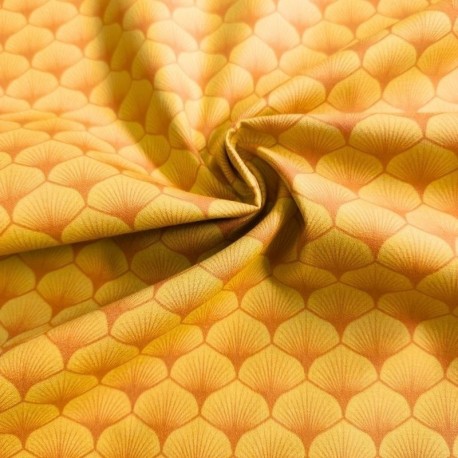 Tissu Popeline Eventails Orange 