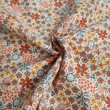 Tissu Popeline Asaka Orange Jaune