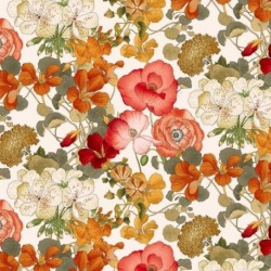 Tissu Lin Imprimé Capucine Terracotta 