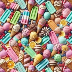 Tissu Popeline Splash 3d Glaces 