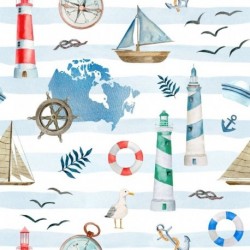 Tissu Popeline Moments Marin 