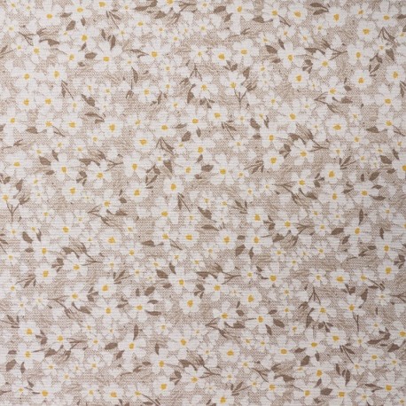 Tissu Imprimé Pradera Fleurs Beige