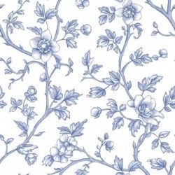 Tissu Cretonne Imprimée Elisabeth Fleurs Bleu