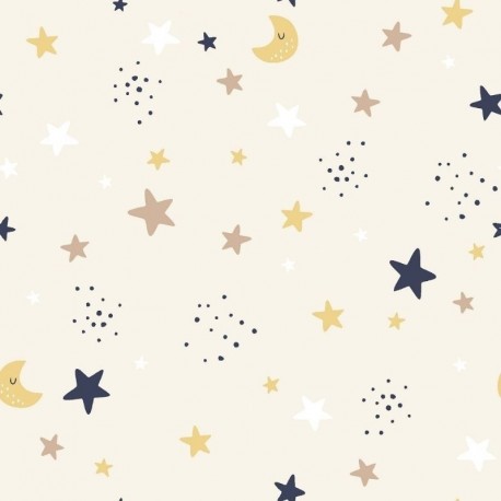 Tissu Coton Imprimé Luciole Naturel